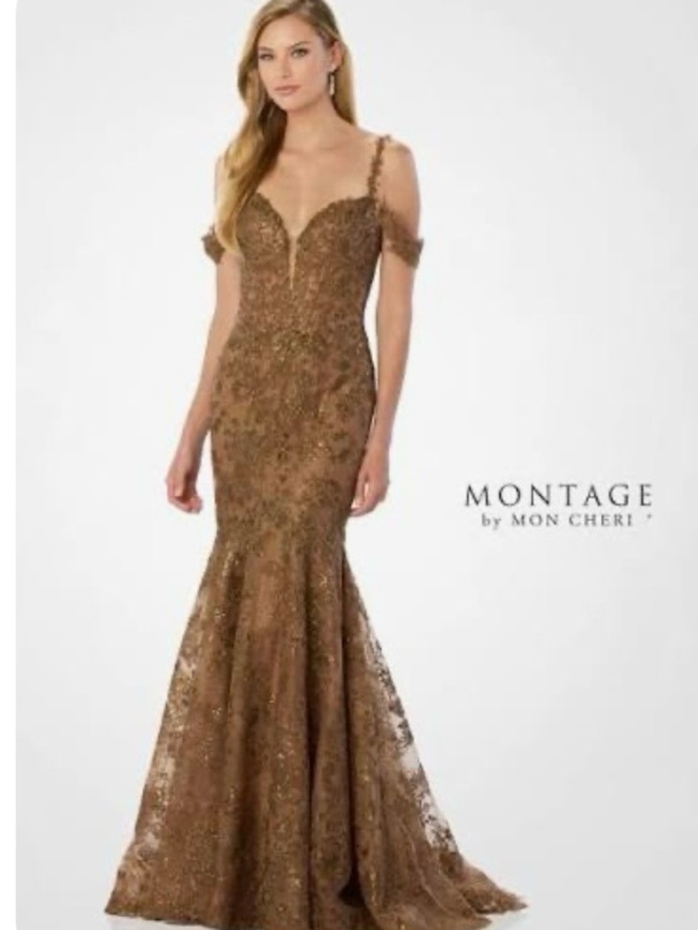 Montage by Mon Cheri Cinnamon color Lace Mermaid Gown - NWT - NEVER WORN size 12